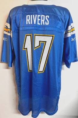 NFL San Diego Chargers #17 Phillip Rivers Football Jersey Men's SZ: XL Blue Used - Image 1 of 4