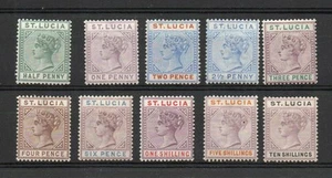 ST LUCIA SG 43-52 1891 DIE II QV COMPLETE SET M/M - Picture 1 of 2