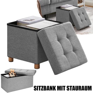 Sitzhocker Sitzwürfel mit Stauraum Fußbank Truhen Aufbewahrungsbox faltbar 38cm - Bild 1 von 8