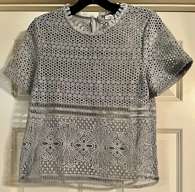 English Factory Anthropologie Bohemio Crochet Talla S Manga Corta Cremallera Trasera Foto 1 de 4