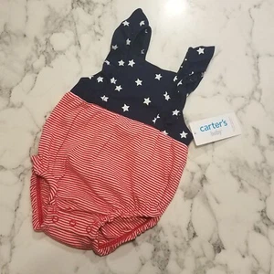 Carters Bebé Infantil 3 Meses Rojo Blanco Azul Bandera Americana 4 Julio L-1 - Imagen 1 de 3