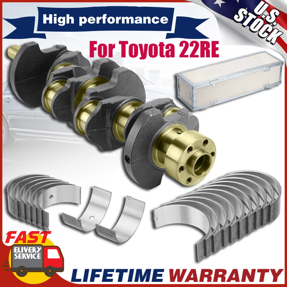 Cigüeñal + cojinetes principales y de varilla para camioneta Toyota 4Runner Celica 22R 22RE 2,4 L Foto 1 de 4