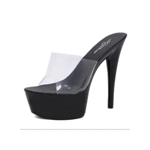 Sandali Con Tacco Alto A Piattaforma Per Donne, Slip On Trasparenti N.37 - Foto 1 di 6