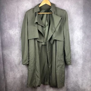 Bardot Trench Coat Womens 6 Small Mid Length Lyocell Khaki Green Military - Picture 1 of 11