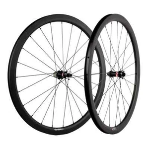 Disc Brake Carbon Road Bike Wheelset 38mm Depth Without Braking Surface Clincher - Picture 1 of 17