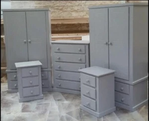 Bedroom Furniture 5 PIECE LIGHT GREY& BLACK BEDROOM SET FULLY** ASSEMBLED** - Picture 1 of 16