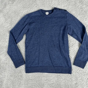 Kin John Lewis Herren Italienischer Merinowolle Pullover S Blau Rundhals Akzent Knöpfe - Bild 1 von 16