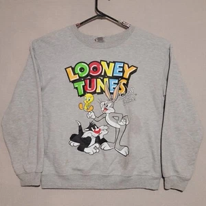 Looney Tunes Sweat Shirt Womens Large Gray Long Sleeve Casual Bugs Bunny - Picture 1 of 9