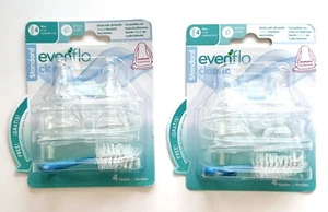 (2) Evenflo Classic Standard Nipples X-Cut Fast Flow 8 m + 4 capezzoli per confezione spazzola - Foto 1 di 5