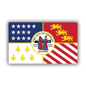 City of Detroit Flag Sticker Decal - Weatherproof - michigan motor city of - Picture 1 of 4