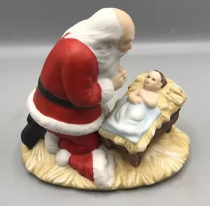 Vintage The Kneeling Santa Figur by Roman Inc. Praying before Baby Jesus Xmas - Bild 1 von 11