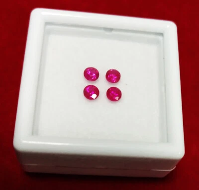 4pcs. 3mm. ROUND BLOOD RED RUBY EXCELLENT CUT, GREAT FIRE AAA+++ - Image 1 of 3