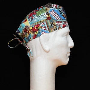 Retro Avengers Characters Patch Theme Scrub Hat - Picture 1 of 1