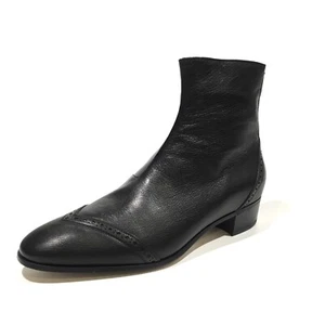 GUCCI HALF HORSEBIT BROGUE ANKLE BOOTS -BLACK LEATHER - MEN’S US 12 -NEW - Picture 1 of 10