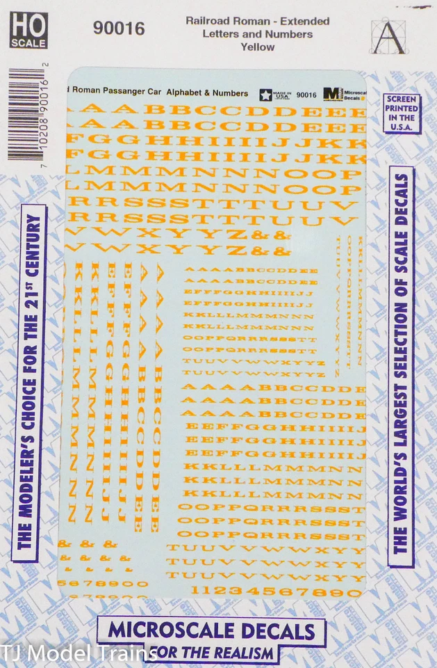 Calcomanía a microescala #90016 alfabetos - ferrocarril extendido romano - amarillo Foto 1 de 1