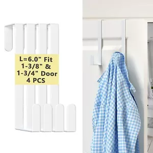 4Pack Over The Door Hooks Meta Door Hanger for Towels Clothes Bags Ironing Board - Picture 1 of 9