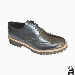 Scarpa Uomo Derby coda di rondine Blu abrasivato artigianale pelle Romano® - Foto 1 di 2
