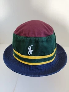 Polo Ralph Lauren Colorblock Bucket Hat Blue Wine Green Yellow White Pony... - Picture 1 of 5