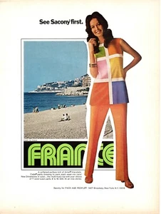 Impreso publicitario vintage 1971 Ver Sacony First France Ciella Pantalones moda anuncio - Imagen 1 de 2