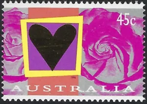 1996 Australia SG# 1577 Valentine's Day Gold Heart and Rose mint MNH MUH - Picture 1 of 1