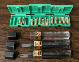 Lot of 60 Pentel Black HB Leads, 3 Pentel Red Leads, 12 New Erasers In boxes - Picture 1 of 5