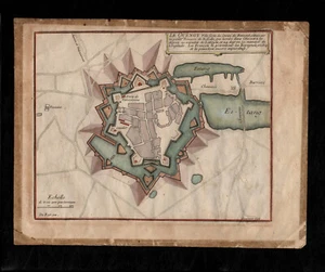 Topographische Karte Le Quenoy Ville Forte du Cinte de Hainaut Riviere de Rovelle - Bild 1 von 2