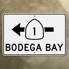 California Pacific Coast Highway 1 Bodega Bay road guide sign arrow 1957 21x14