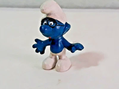 Vintage Smurfs Brainy Smurf Figure PVC 1989 Schleich Peyo - Image 1 of 4