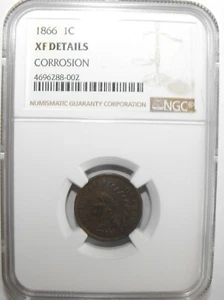 1866 Indian Head Cent, NGC XF Details Corrosion - Picture 1 of 4