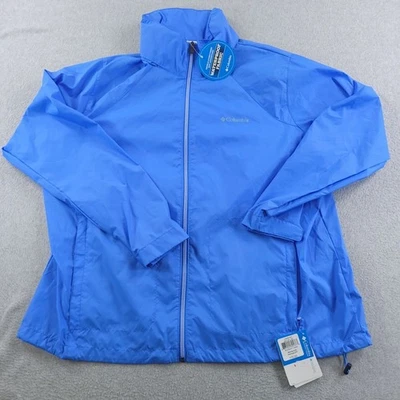 Chaqueta Columbia Mujer 2X Azul Switchback Forrada Lluvia Ligera Con Capucha Omni Escudo Foto 1 de 4