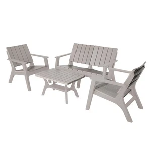 Enzo All Weather Water Resistant 4 Piece Patio Sofa Seating Grey 4-Piece Sets - Picture 1 of 5