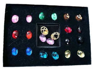 Z VTG Joan Rivers Classic Collection Pierced Earrings 10 pr Changable Cabochons - Picture 1 of 7