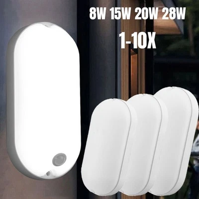 LED Wandlampe Feuchtraumleuchte mit Bewegungsmelder Außen Innen Wandleuchte IP65 - Bild 1 von 4