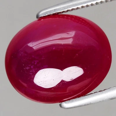 4.42ct Oval Cab 10.8x8.8mm Natural Madagascar Red Ruby(Heated Glass Filling) - Image 1 of 4