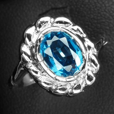 Striking London Blue Topaz 2.20Ct 925 Sterling Silver White Gold Handmade Rings - Image 1 of 4