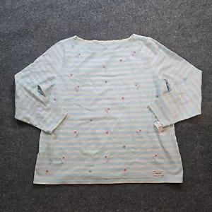 Talbots Top Womens 2X Blue Striped Ice Skate Embroidery Long Sleeve Heavy Casual - Picture 1 of 10
