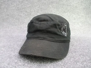 Wyoming Hat Cap Black Strap back Military Flat Top Adult Bucking Cowboy Logo - Picture 1 of 9