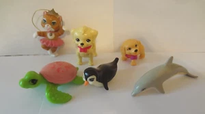 Lot 6 Mattel Barbie Animals: Penguin, Sea Turtle, Golden Retriever, Cat Ornament - Picture 1 of 4