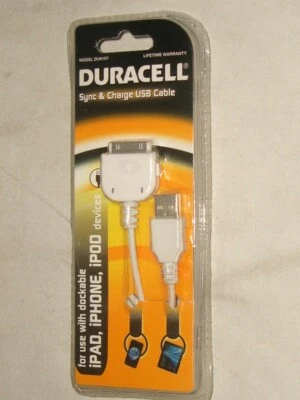 NEW Duracell DU6107 iPad/iPhone/iPod 30-Pin USB Sync and Charge Cable (DU6107) - Image 1 of 2