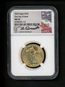 2023 US 1/2 oz Gold American Eagle $25.00 $25 NGC MS70 First Day Bressett signed - Picture 1 of 4