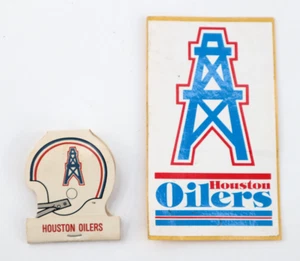 NFL Houston Oilers Vintage 80s Oil Rig Team Logo Football Sticker & Match Book - Picture 1 of 5