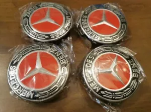 Mercedes-Benz Red Wheel Center Caps Set of 4 Ship from JP - Picture 1 of 2