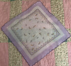 Ladies Handkerchief Hanky Hankie Lavender Floral Scalloped Edges 12x12