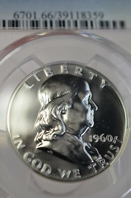 PR66 1960 PCGS GRADED FRANKLIN SILVER HALF DOLLAR PROOF MIRROR LOOK LIKE COIN - Image 1 of 4