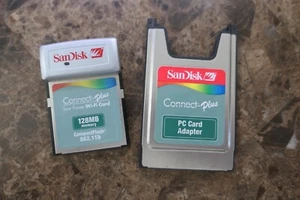 SanDisk CF Wireless LAN Card 802.11b CompactFlash 128 MB SDWCFB-128 + PC Adapter - Picture 1 of 2