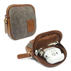 🎧 Herringbone Tweed Travel Pouch Case for Bluetooth Earbuds /Earphones /earpod - Picture 1 of 4