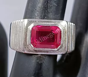 Anillo de plata rubí rosa natural corte esmeralda 22,75 quilates talla 10 gemas sueltas EGL 5 MRB - Imagen 1 de 5