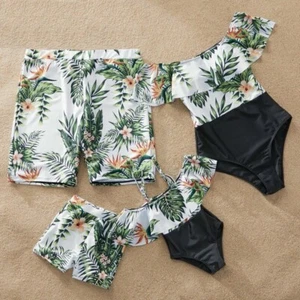 Family Matching Swimsuit Mother Daughter Swimwear Father Son Swimming Shorts - Picture 1 of 5