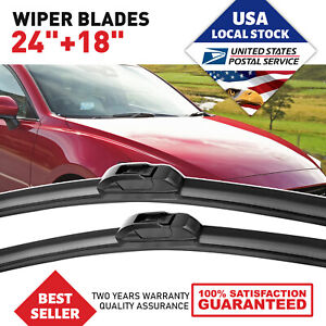 OEM Quality Windshield 24"&18" Wiper Blades U/J-HOOK For Lexus IS300 2016-2018