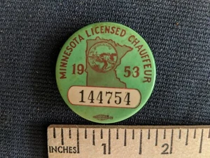 Minnesota 1953 insignia de conductor conductor conductor pasador de botón trasero - Imagen 1 de 2
